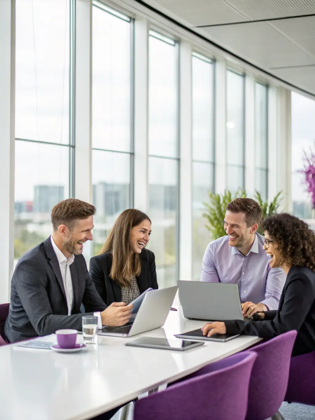 A well-organized team of property managers efficiently handling tenant inquiries, maintenance requests, and lease agreements in a modern office setting.